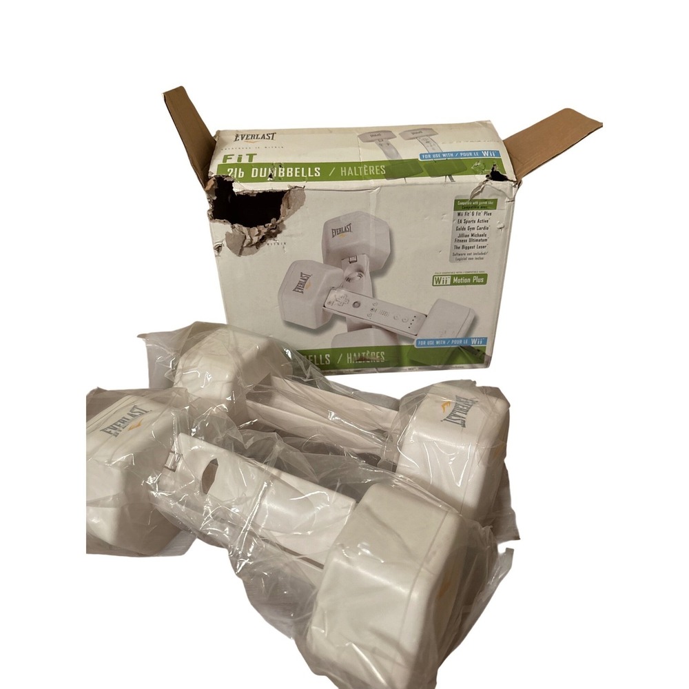 Everlast FiT 2lb Dumbbells for Nintendo Wii Remote and Nunchuk White Weights Set